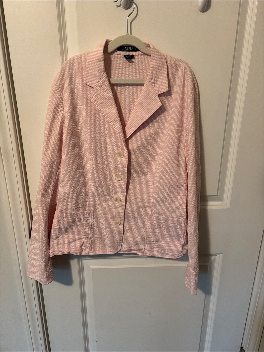 Lauren Ralph Lauren Light Pink Seersucker Blazer